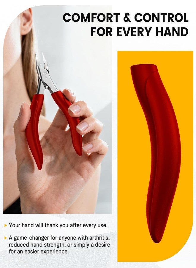 BEZOX Toenail Clippers for Thick & Ingrown Nails – Heavy Duty Toe Nail Clipper for Seniors for Thick Toenails with Comfort Grip & Long Handle - Red - Image 5